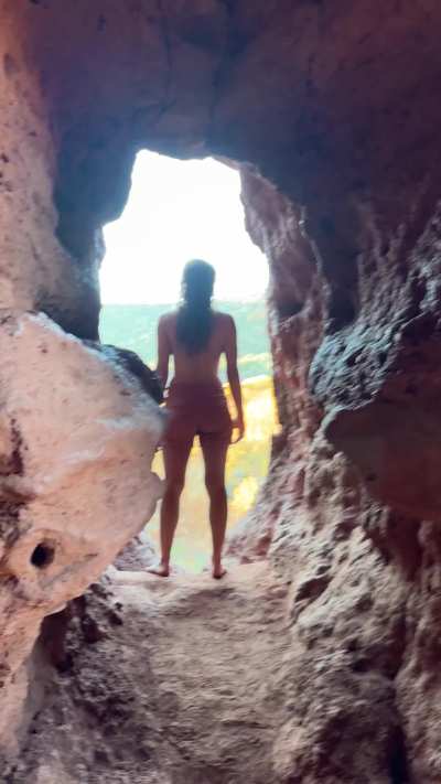 Exploring this cave with a great view