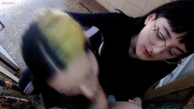 Making sure she takes it like a good girl