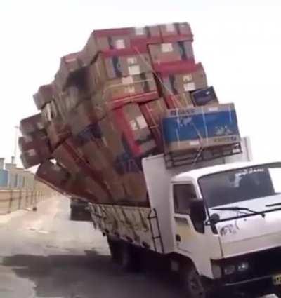 Stack packages till the truck tips over