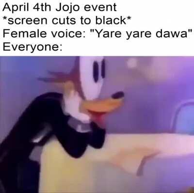 My expectations for the April 4th event are higher than Polnareff's hair in the dream world