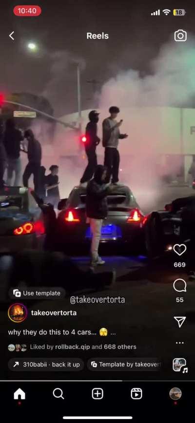 Multiple stolen g37s, g35, and 370Zs, destroyed and burned at takeover. KILLSWITCH ASAP