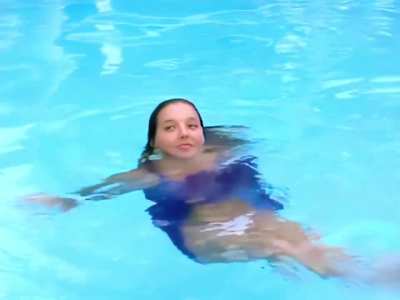 Christina Model - Purple Sheer Nighty at the Pool