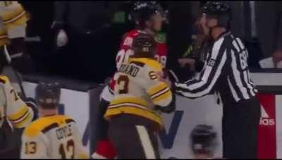 Marchand tries to steal Bedard