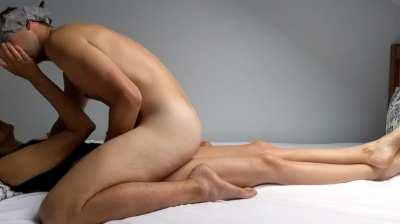 I love watching him cum while he rides my strap-on!