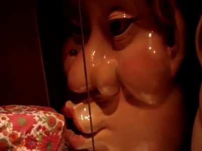 This Japanese washroom has giant heads that kiss you and move closer as you poop