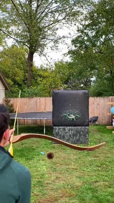 Pinning some stuff with my Saturn recurve bow