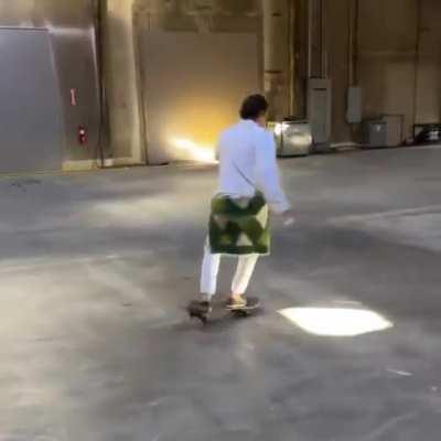 Ye and the boys skating in the studio