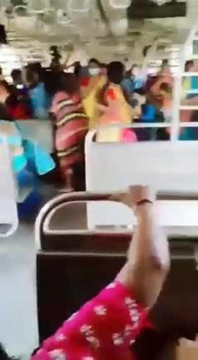 Dude jacking it in women's section of train in India (NSFW, obviously)