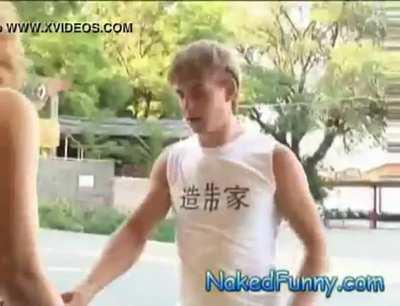 She uncovers the bottles with her bra and surprises her buyers with her big tits!