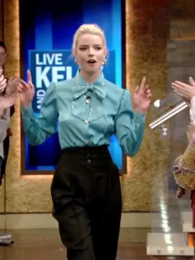 Anya Taylor-Joy showing off her braless bouncing breasts