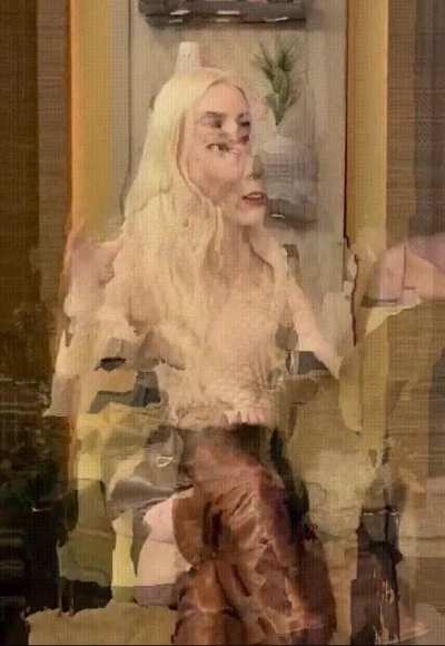 Anya Taylor-Joy, sheer top & overknees