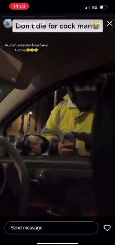 Drunk girl hits moped driver, Drives of and crashes!