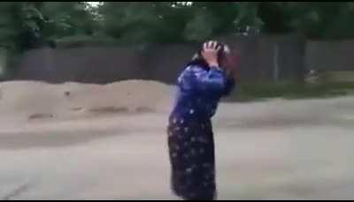 Two babushkas fighting in a village in Romania