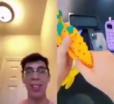 Is that a banana on a phone?