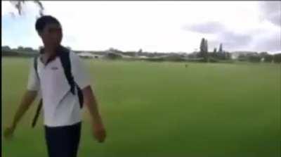 White kid knocks out bully with Taekwondo