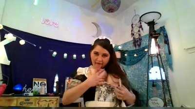 French maid cosplayer gives hot strip tease