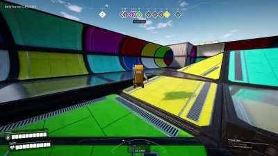 Driving around in my factory cart in my colourful racing track I built.