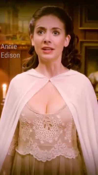 Alison talking about her nipple slip in the werewolf costume. She seems like she’d free the nipple on purpose. Release the nipple slip cut!