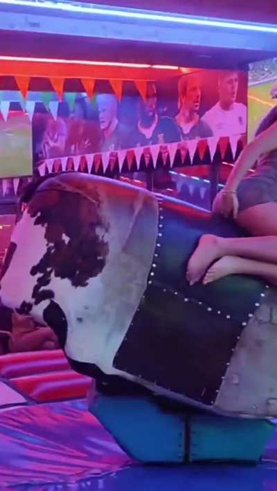 2 Hot Blondes on a Bull in Spain