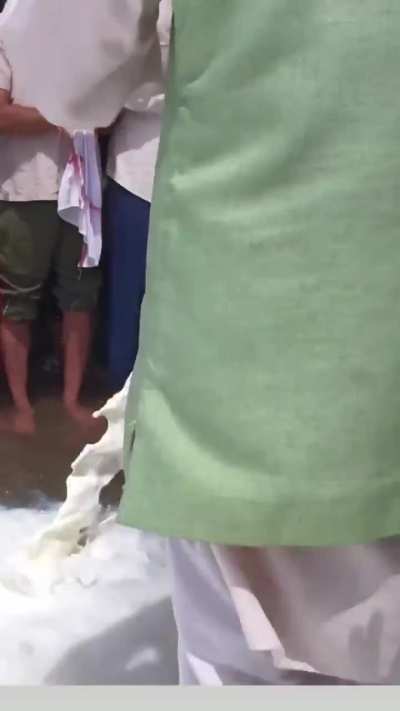 11,000 liters of Milk was dumped in the river as a sign of Devotion