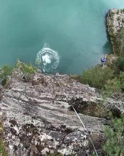 102 feet - 31,3m death dive by Ken Stornes - World record