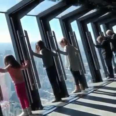 Observation deck edge tilts 45 degrees for a better view.