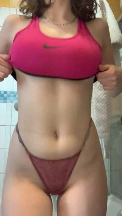 Just getting ready for shower after my dance class😈