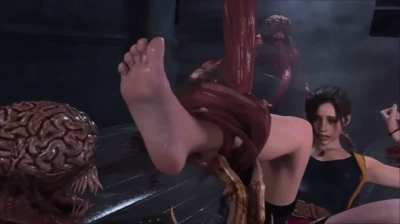[Resident Evil 2 remake] licker takes off Claire Redfield sweaty boots and licks her feet (necdaz91)