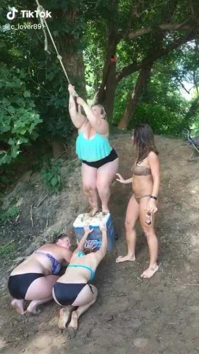 HMC while I try to swing on this rope into the lake