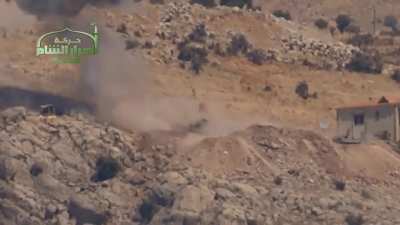 Opposition anti-tank strike on a Syrian Army tank appears to cause the round in the chamber to cook-off - al-Zabadani - 8/31/2013