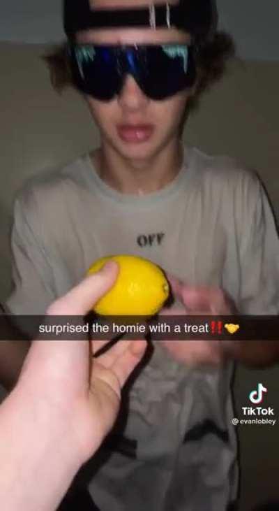 He found a yellow lime at the store