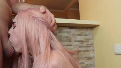 She Deepthroats Him Until He Pumps His Load Down Her Hatch