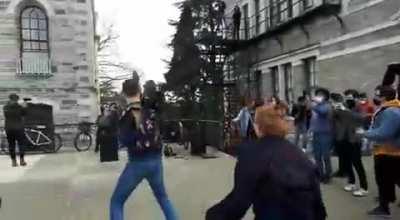 Students protesting the new rector of Boğaziçi by listening to Master of Puppets after he tells 