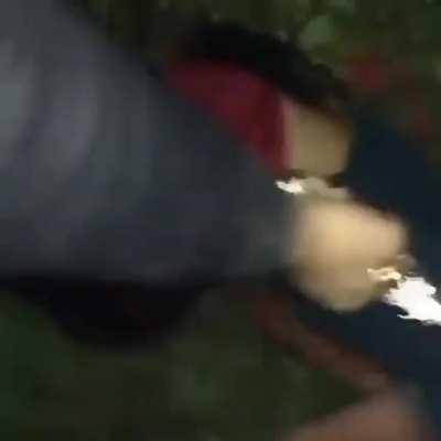 El Arabe vicious plaza boss of the CJNG shoots los viagra member with a gold and diamond pistol. Footage thought to be long lost for good 👀