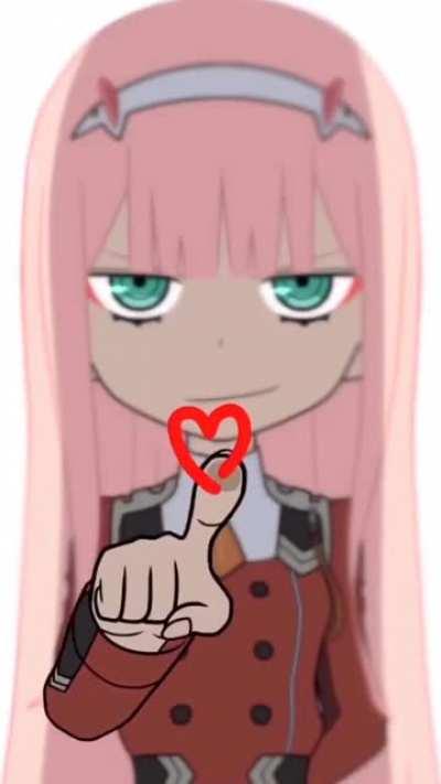 Zero Two drawing a heart on your screen.