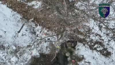 Russian soldier catches grenade with his armpit. Pokrovsk front, Donetsk