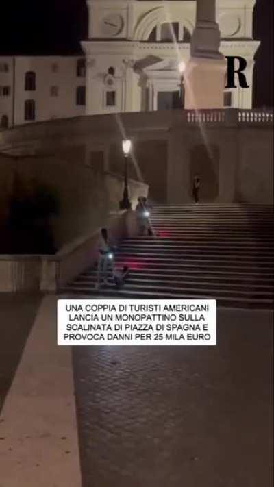 American tourists throw down electric scooter on the Spanish Steps in Rome, causing 25k euros damage