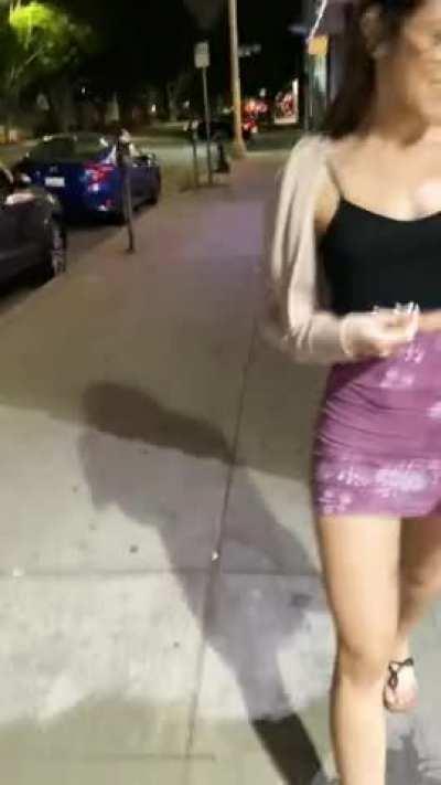 Flashing casually while talking to a friend in public