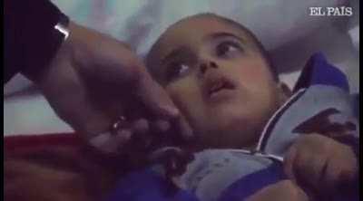 A traumatised child after witnessing an airstrike.