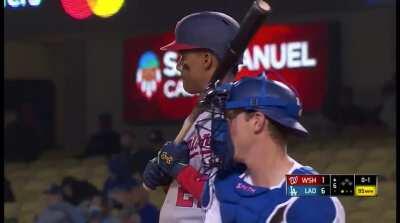 Smith frames a questionable pitch for a strike, Soto gives him a nice look afterwards