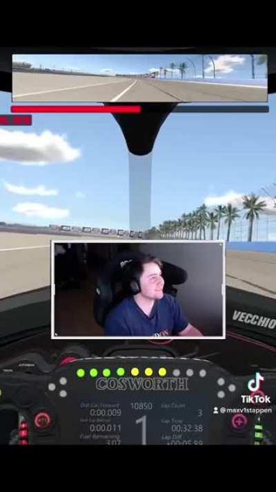 Max's reaction to his friend outqualifying him in sim racing