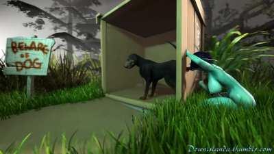 Green futa alien with a horsecock sucking off a dog (downislanda)