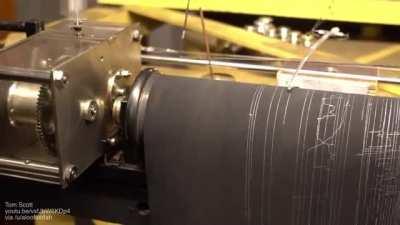 Making smoked paper for recording seismic movements with a fine needle