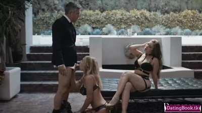 All she needed was a little push to start sucking his cock