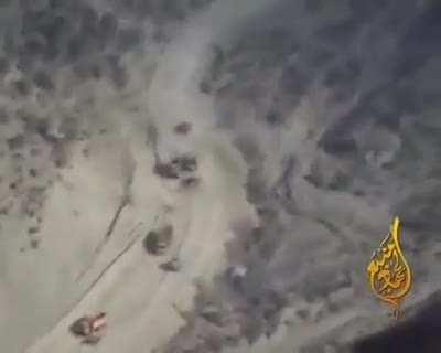 Taliban fighters ambushing a US convoy