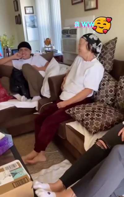Grandparents get a surprise guest