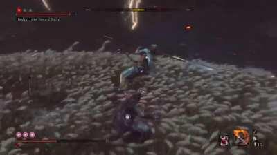 If you can dodge a wrench, you can dodge a spear. Sword Saint Isshin - dodge only, no damage, no mikiri, no lightning reversal, no hesitation (Charmless/Bell Demon)