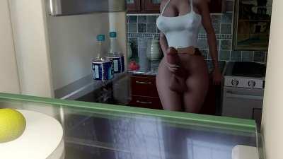 Mom refills protein shake (Lition3D)