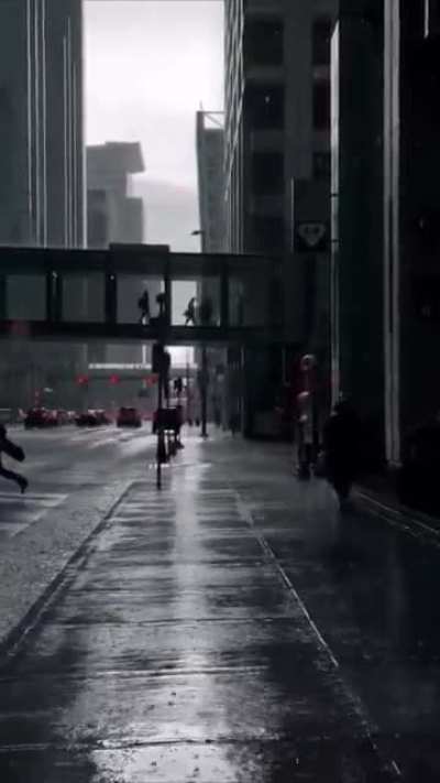 Calgary, Canada (Downtown) In Rain.