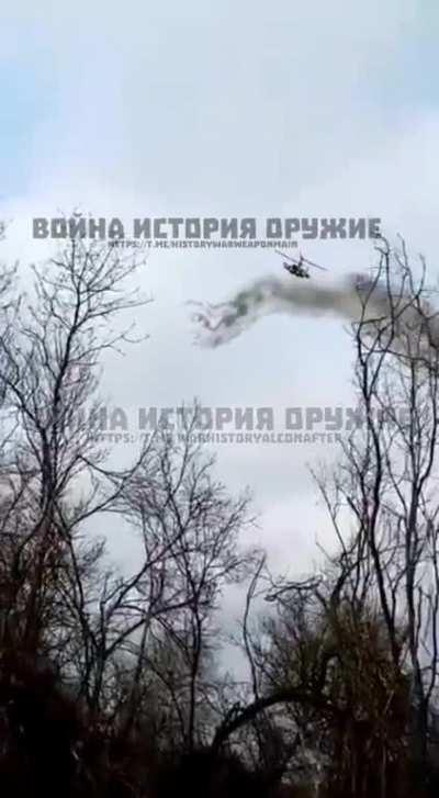 ru pov: Ka-52 attack helicopter flying over position of Russian soldiers and firing salvo of rockets at Ukrainian targets